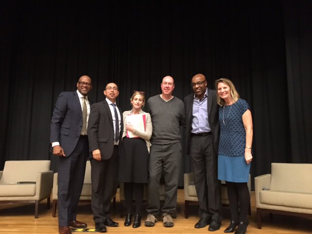 Pictured (L to R): Victor Dickson (President & CEO, Safer Foundation), Eddie Bocanegra (Executive Director, YMCA-YSVP), Jennifer Vollen-Katz (Executive Director, John Howard Association of Illinois), Dr. David Olson, State Senator Kwame Raoul, & Amy P. Campanelli (Law Office of the Public Defender – Cook County)